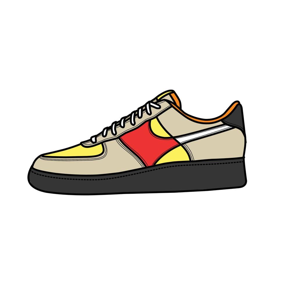 tênis Projeto com lado ângulo. esporte sapatos . rascunho. plano Projeto. vetor ilustração. tênis dentro uma plano estilo. lado Visão tênis. moda tênis.