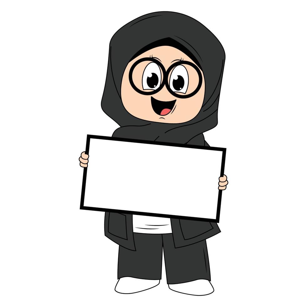 fofa menina hijab desenho animado ilustração vetor