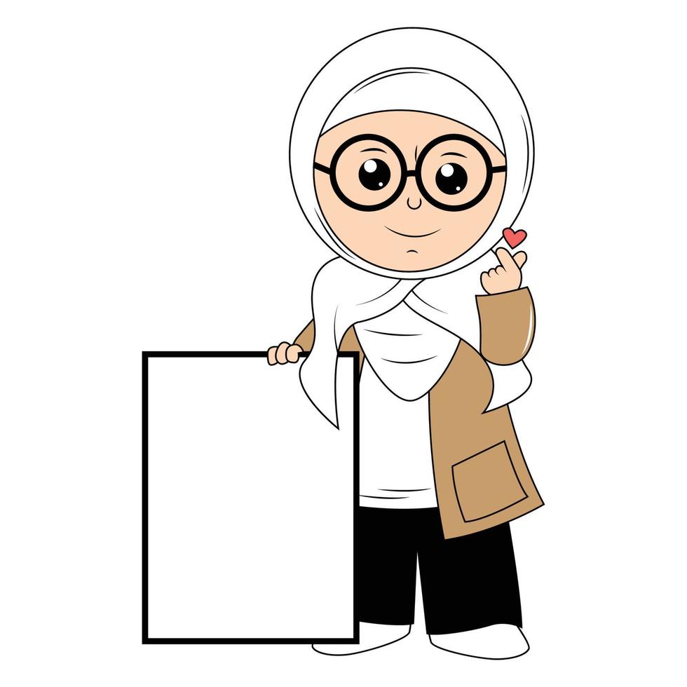 fofa menina hijab desenho animado ilustração vetor