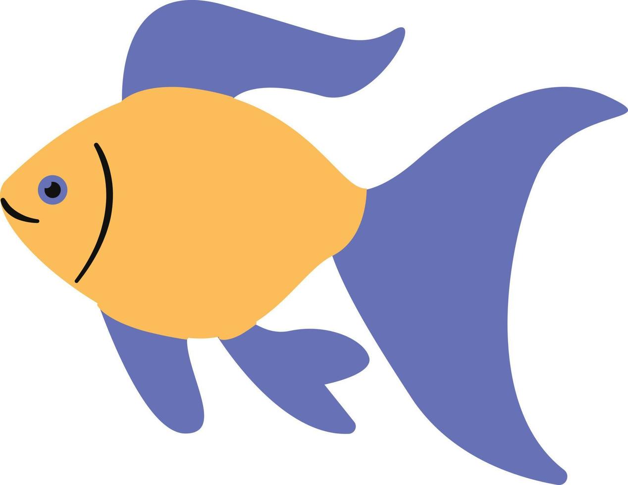 desenho animado dourado peixe dentro a aquário vetor