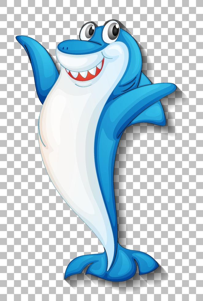 sorridente personagem de desenho animado de tubarão fofo isolado vetor