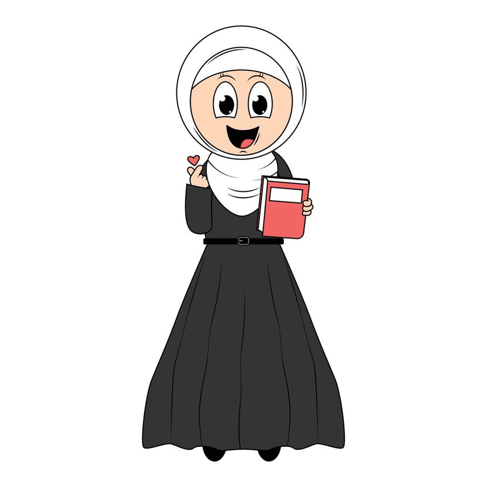 fofa menina hijab desenho animado ilustração vetor