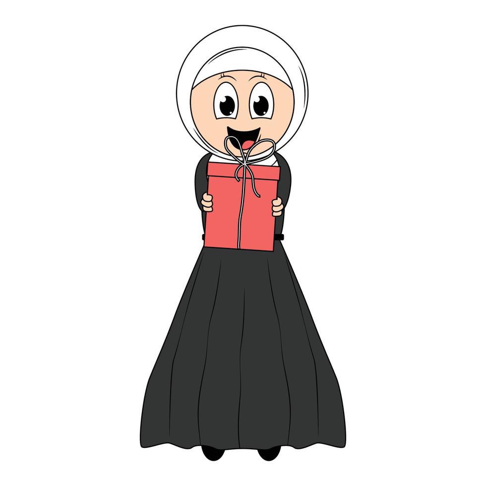 fofa menina hijab desenho animado ilustração vetor