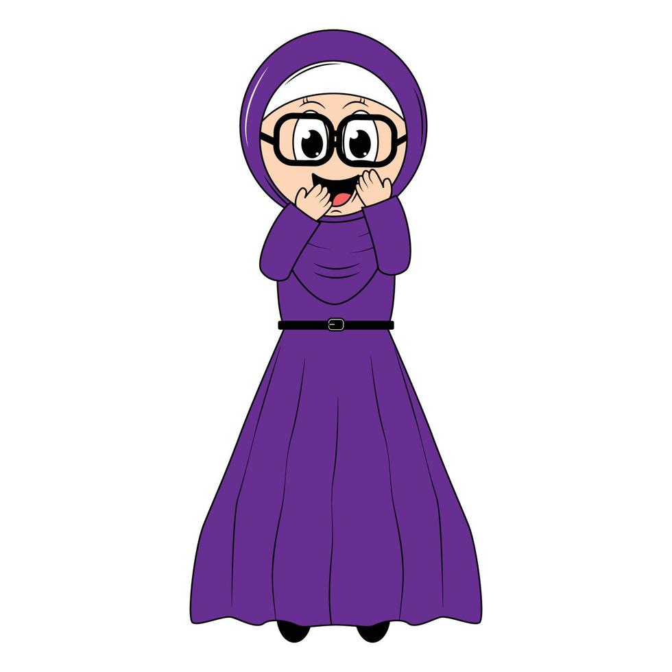 fofa menina hijab desenho animado ilustração vetor