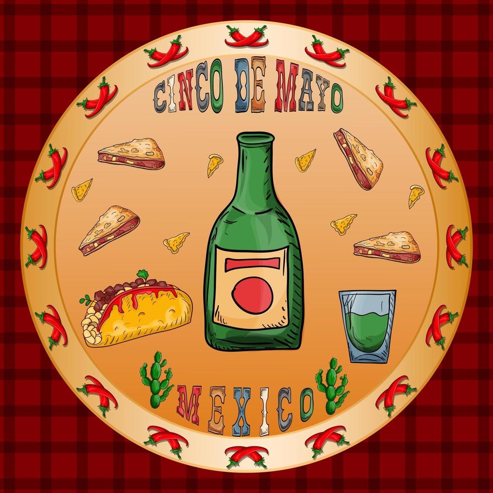 projeto de ilustração sobre o tema mexicano da celebração do cinco de mayo vetor