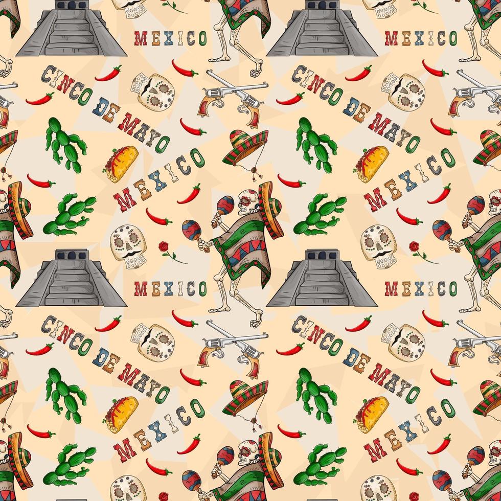 ilustração da cor do contorno de um tema mexicano perfeito para design vetor