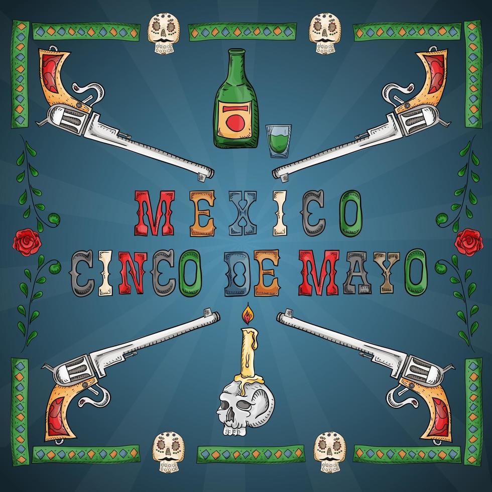 ilustração design do tema mexicano da celebração do cinco de mayo vetor