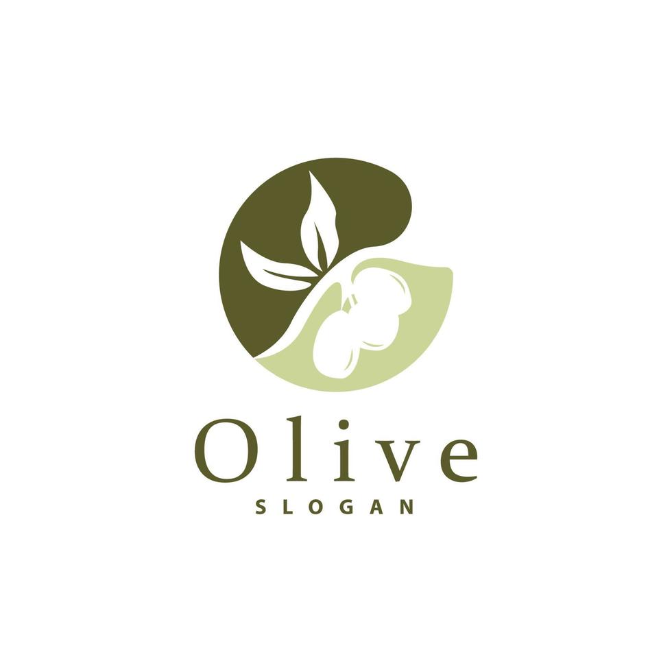 Oliva óleo logotipo, Oliva folha plantar ervas jardim vetor, simples elegante luxuoso ícone Projeto modelo ilustração vetor