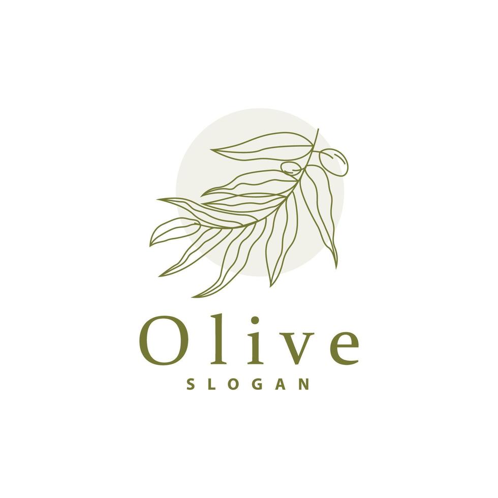 Oliva óleo logotipo, Oliva folha plantar ervas jardim vetor, simples elegante luxuoso ícone Projeto modelo ilustração vetor