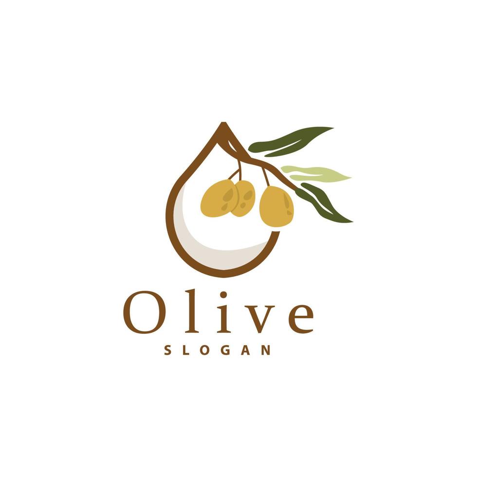 Oliva óleo logotipo, Oliva folha plantar ervas jardim vetor, simples elegante luxuoso ícone Projeto modelo ilustração vetor