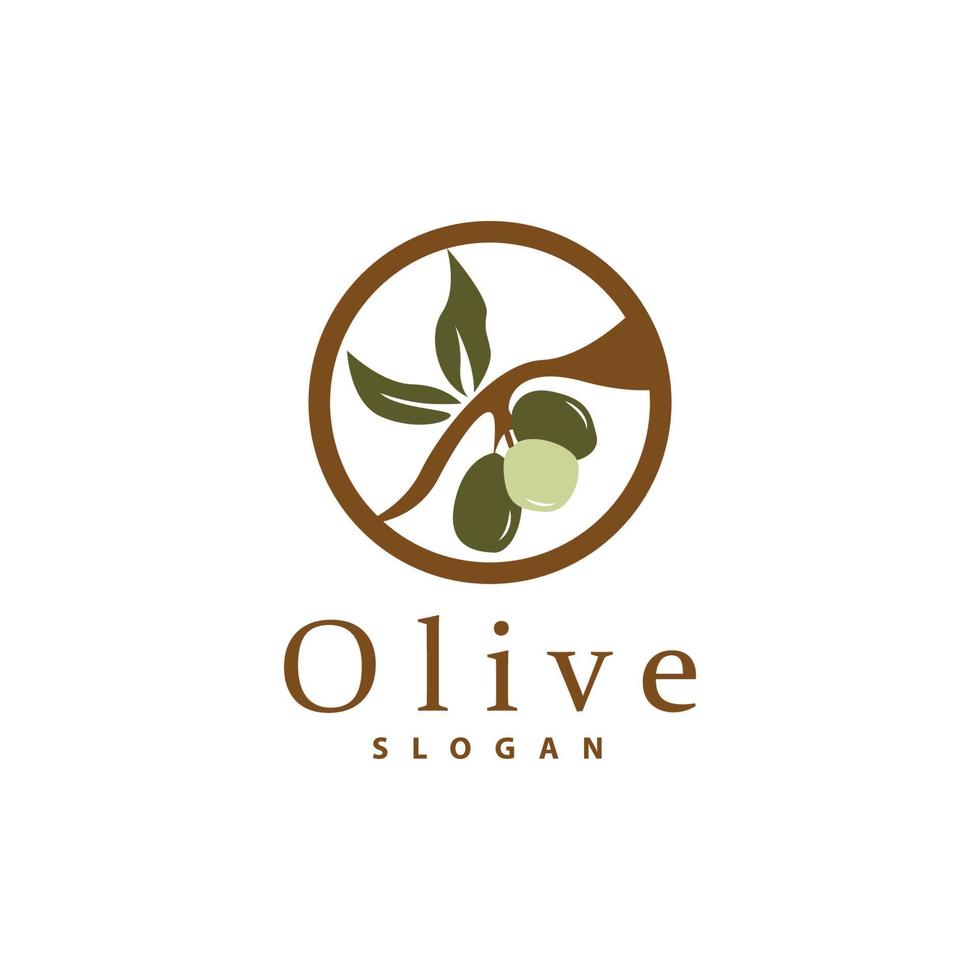 Oliva óleo logotipo, Oliva folha plantar ervas jardim vetor, simples elegante luxuoso ícone Projeto modelo ilustração vetor