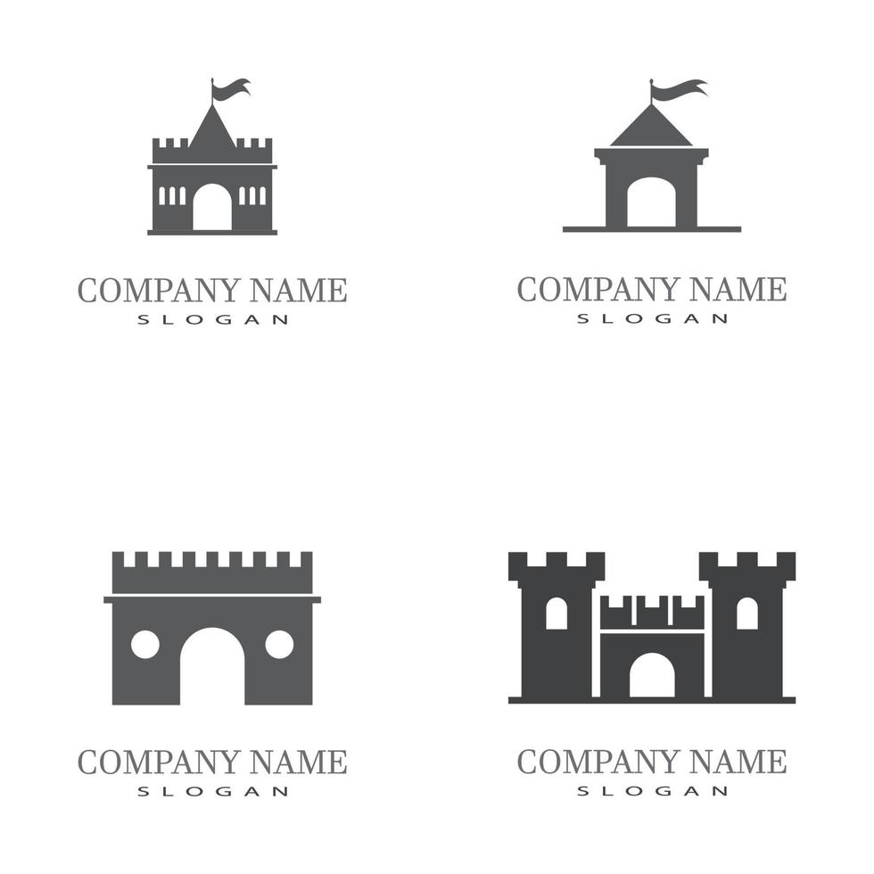 castelo logo modelo vector símbolo ícone design