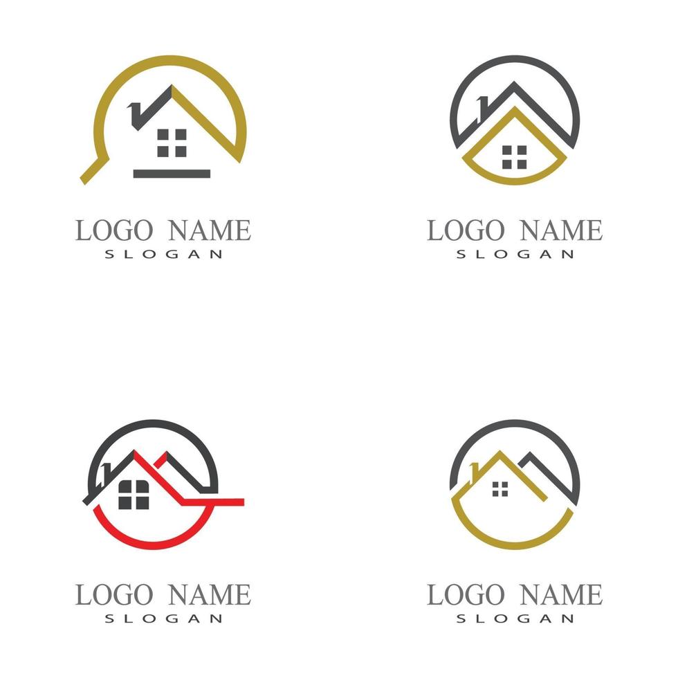 design de logotipo de imóveis, propriedades e construção vetor