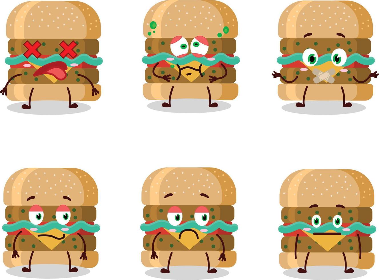 Hamburger desenho animado dentro personagem com Não expressão vetor