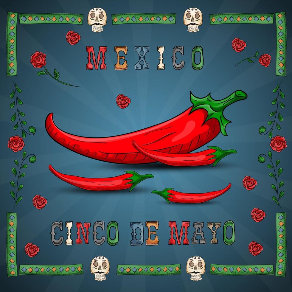 projeto de ilustração sobre o tema mexicano da celebração do cinco de mayo vetor