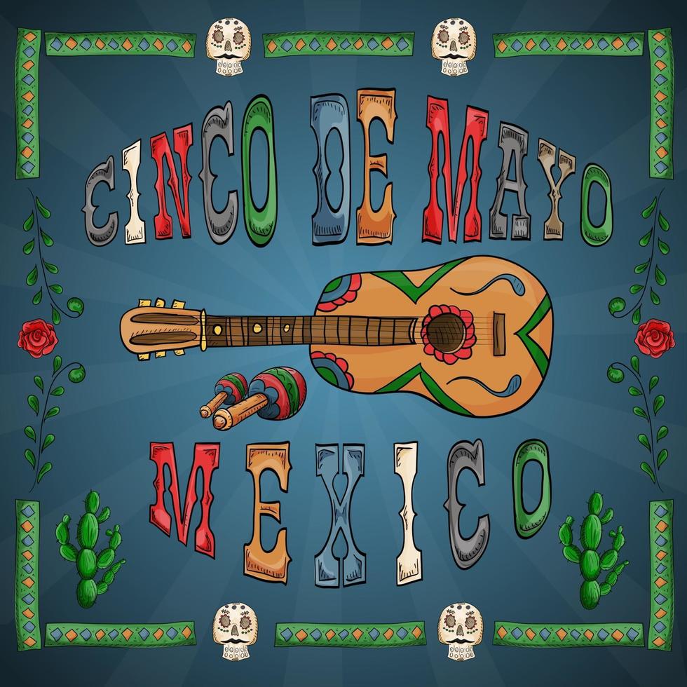 ilustração design do tema mexicano da celebração do cinco de mayo vetor