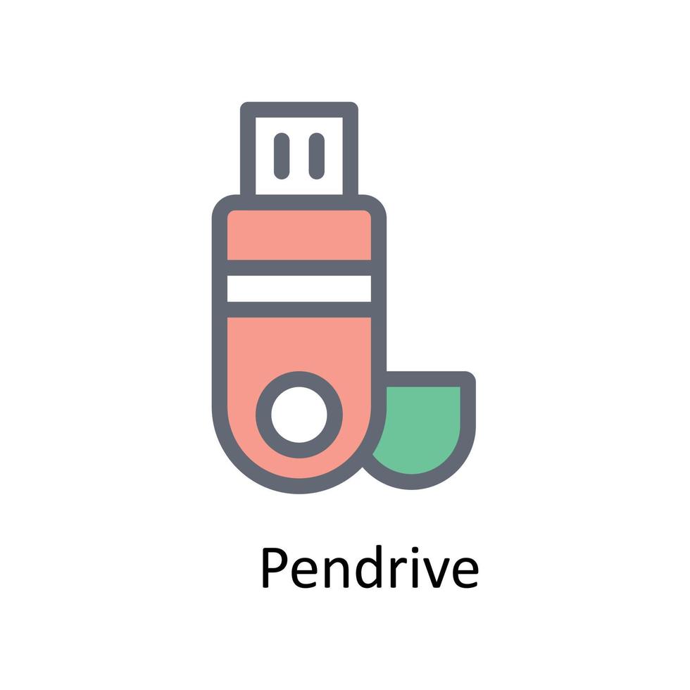 Pen drive vetor preencher esboço ícones. simples estoque ilustração estoque