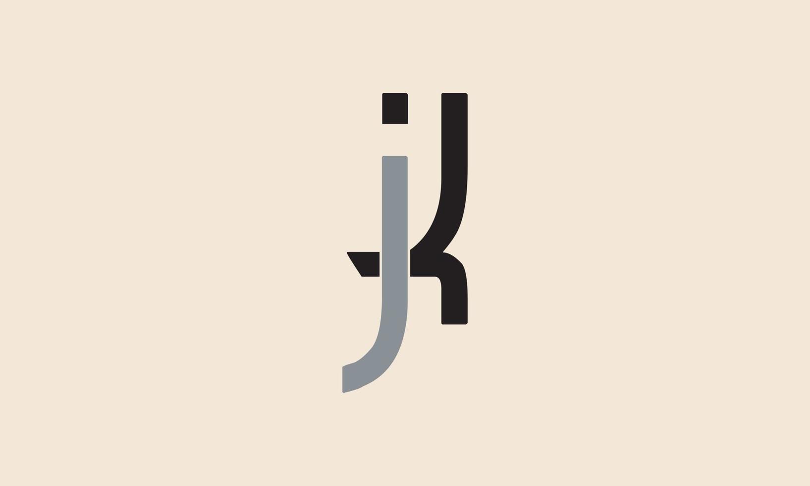 letras do alfabeto iniciais monograma logotipo jk, kj, j e k vetor