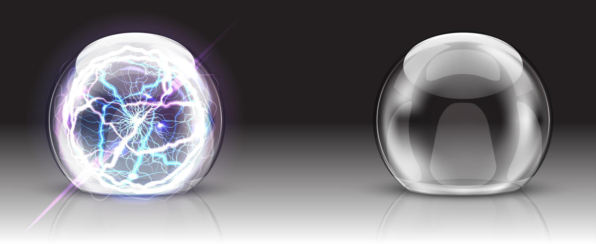 vidro cúpula, elétrico bola ou esfera realista vetor