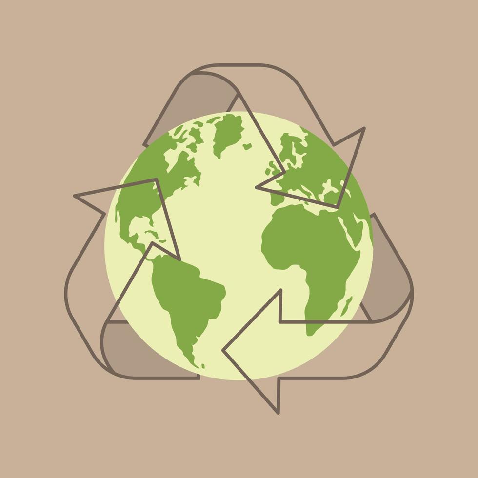 ecologia reciclar conceito com verde terra salvando e protegendo natureza, de Meio Ambiente Cuidado conceito. vetor Projeto ilustração.