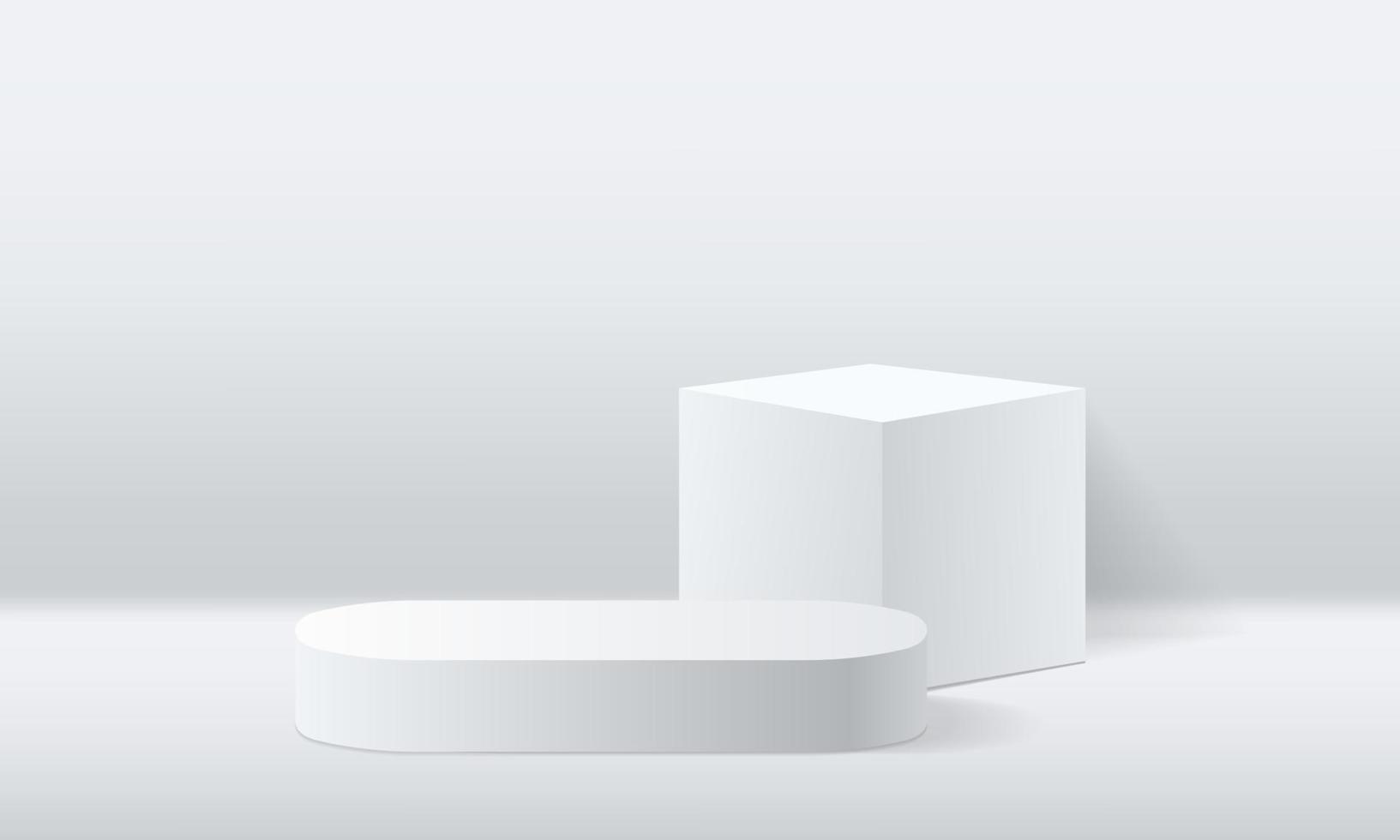 Os produtos de fundo 3D exibem o pódio. renderização em 3d de vetor de fundo com pódio. suporte para mostrar o produto cosmético no pódio 3d. vitrine de palco no estúdio de fundo bege de exibição de pedestal