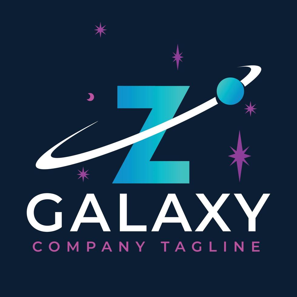 galáxia modelo em z carta. planeta logotipo Projeto conceito vetor