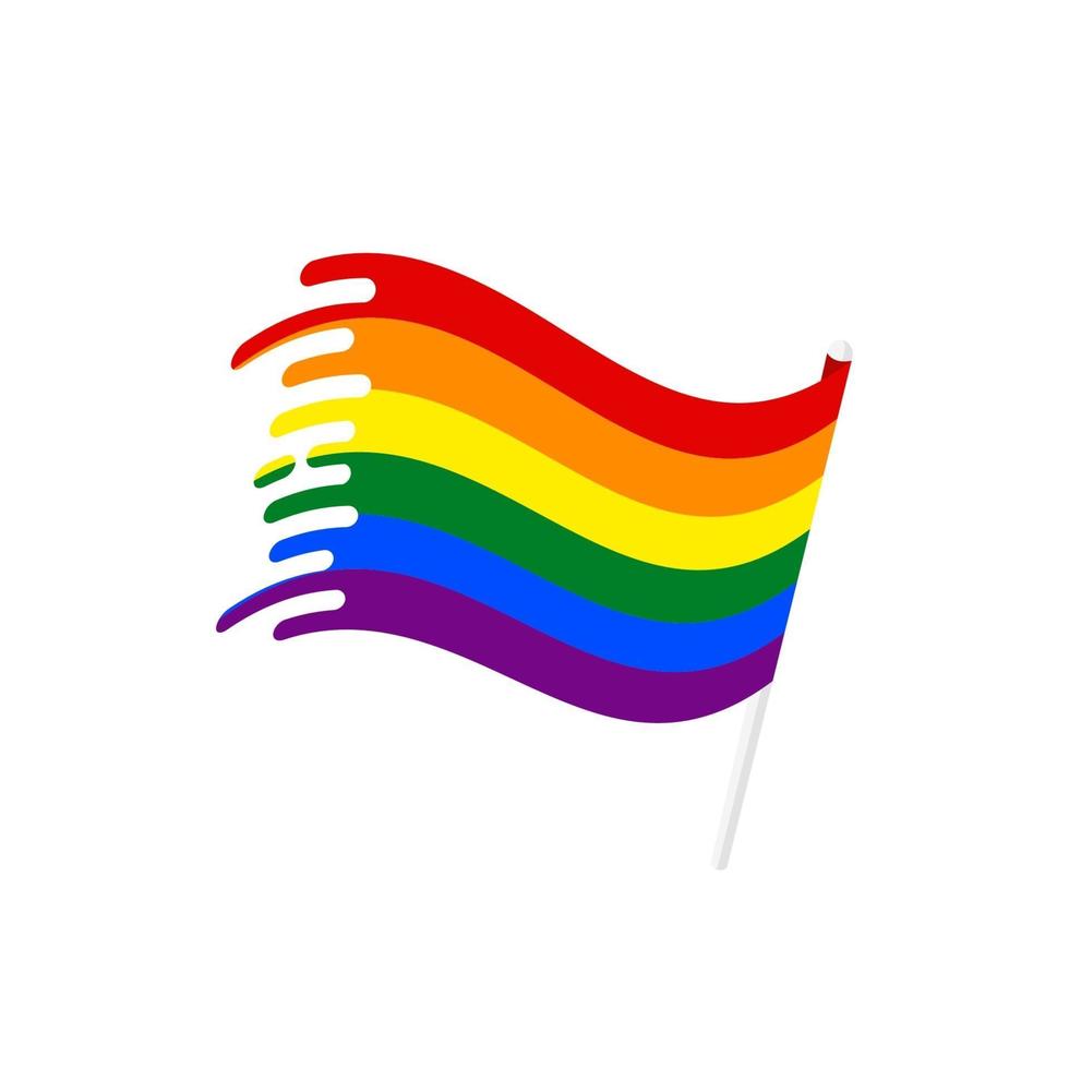 As bandeiras do orgulho LGBT assinam o arco-íris. bandeira de arco-íris do vetor acenando sobre fundo branco.