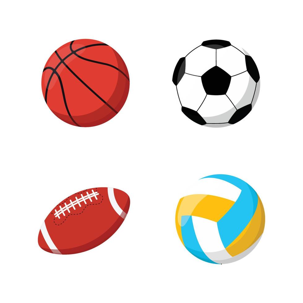 bola coleção ilustração Projeto. futebol, americano futebol, voleibol e basquetebol vetor