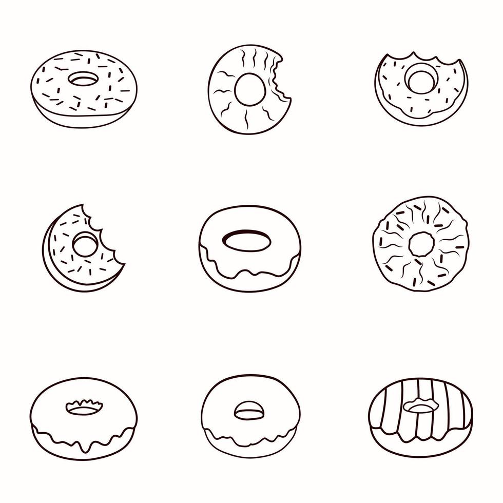 rosquinhas Prêmio ilustração vetor desenhado Projeto coleções definir. gostoso delicioso desenho animado cafeteria Rosa feliz aniversário rosquinhas alta qualidade mínimo feriado Comida vetor elemento definir.