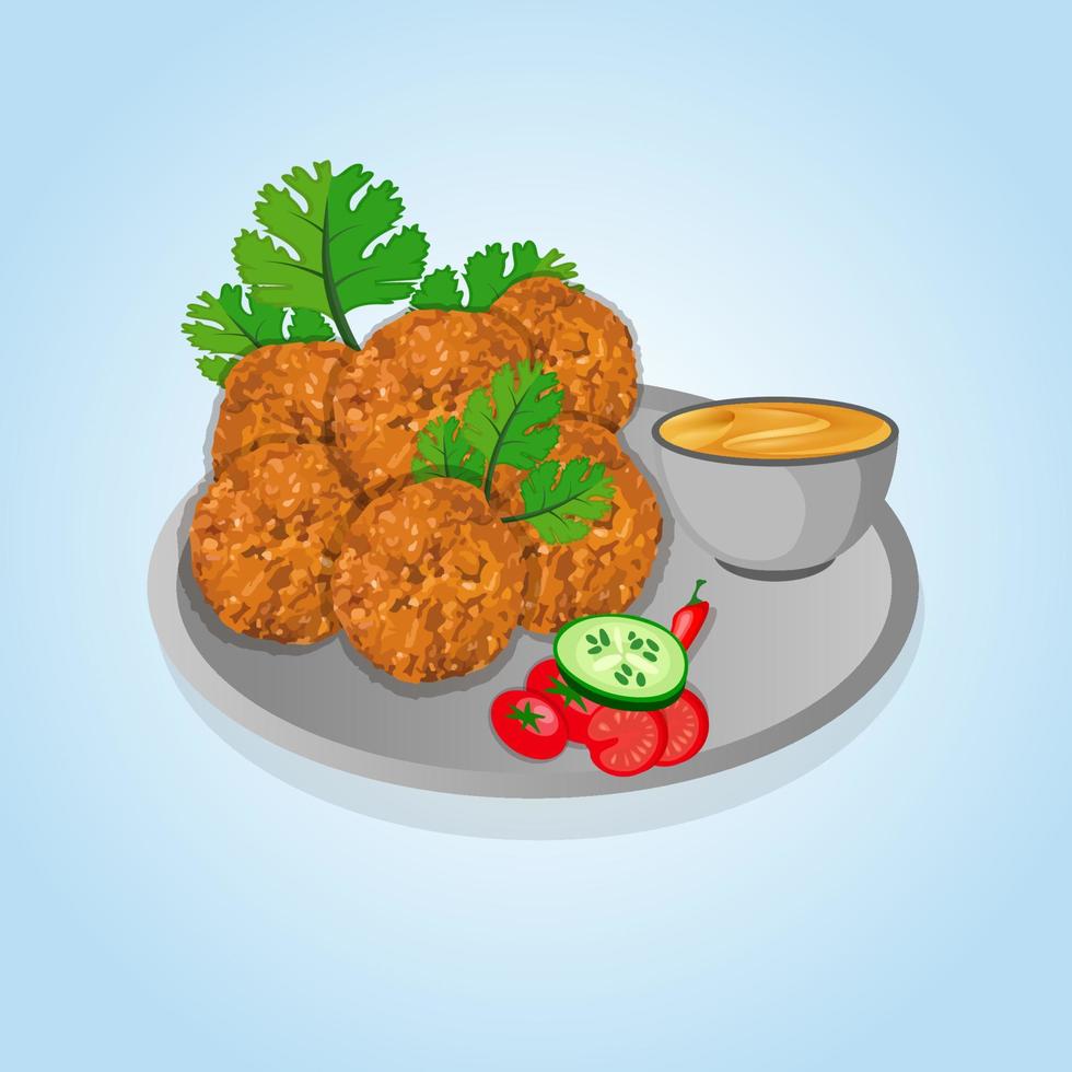 criativo falafel Prêmio ilustração Projeto. vegetal isolado Comida almoço, com velozes Comida falafel comer tradição desenhando restaurante Comida vetor. vetor