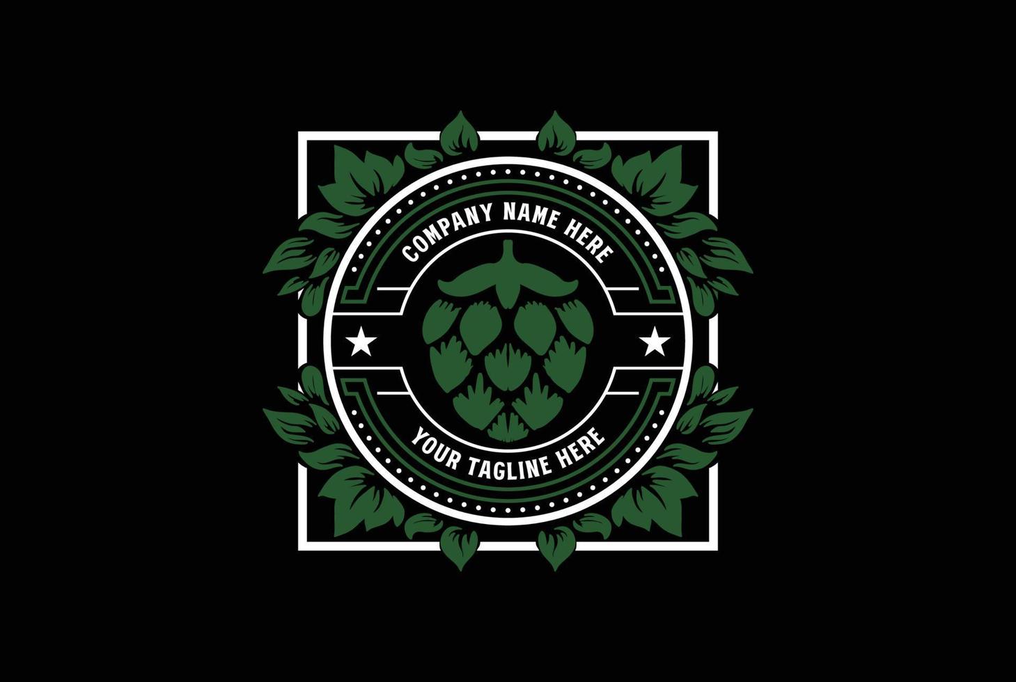 quadrado vintage lúpulo flor crachá emblema rótulo para construir Cerveja fermentação cervejaria logotipo Projeto vetor