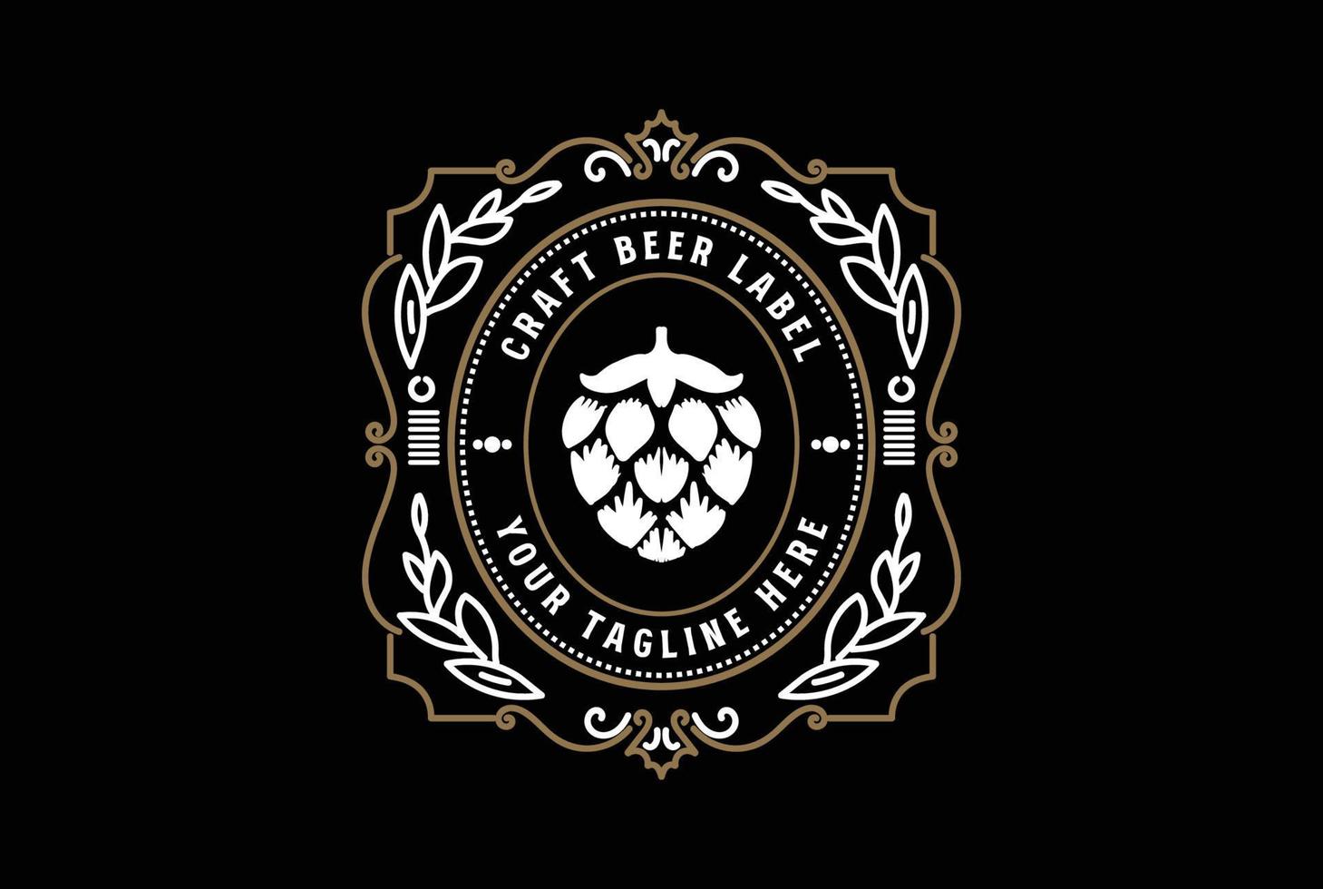 elegante vintage lúpulo flor crachá emblema rótulo para construir Cerveja fermentação cervejaria logotipo Projeto vetor