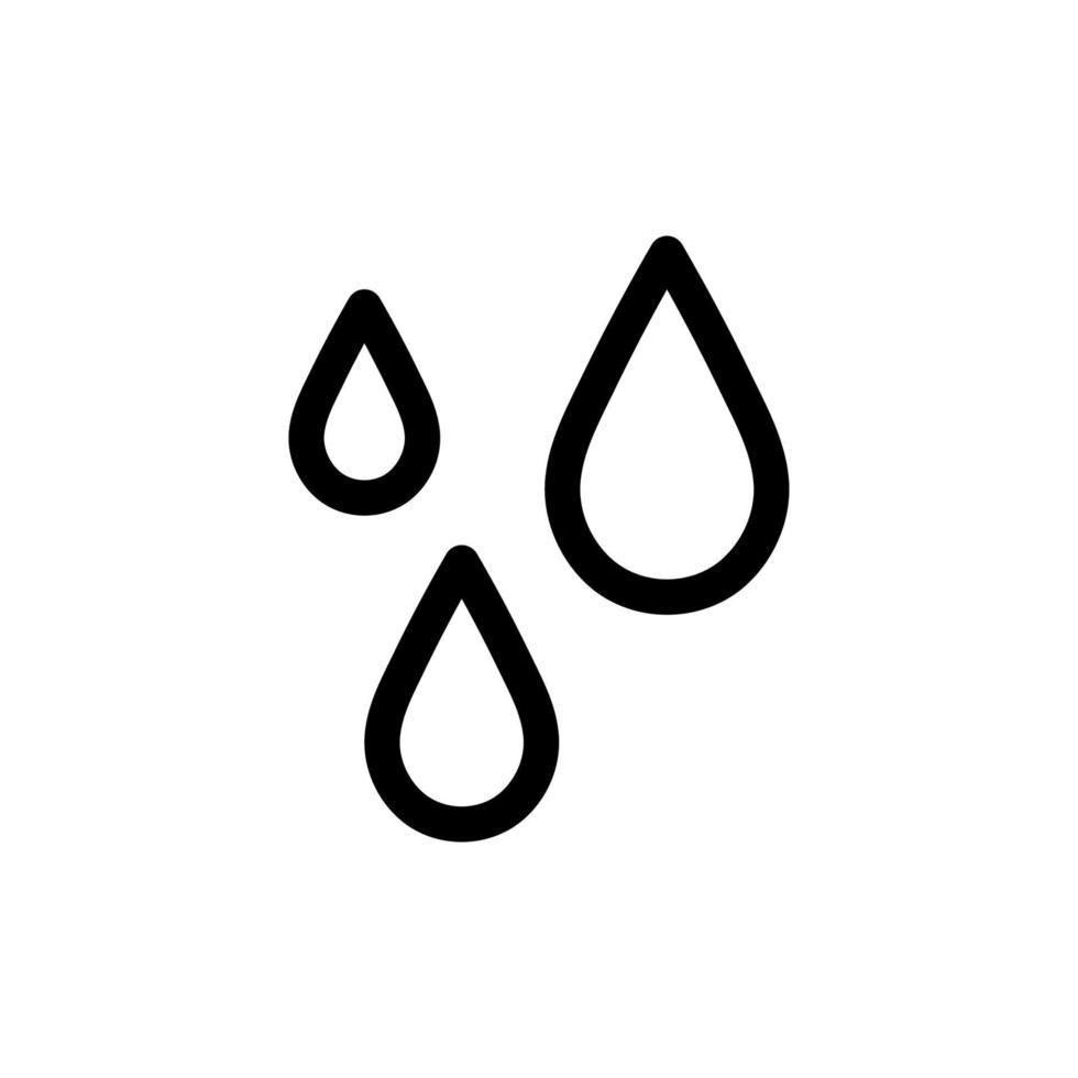 ícone de contorno de gotas de água simples. vetor de ícone de gotas de água preta de linha fina.
