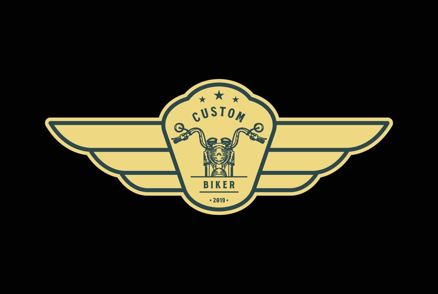 retro vintage motocicleta com asas para motociclista personalizadas clube garagem oficina logotipo Projeto vetor