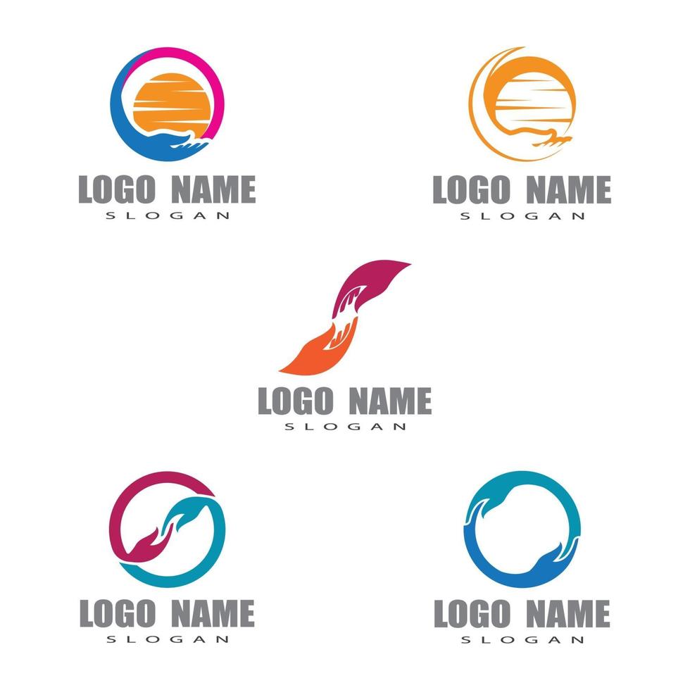 modelos de logotipo para cuidados com as mãos vetor