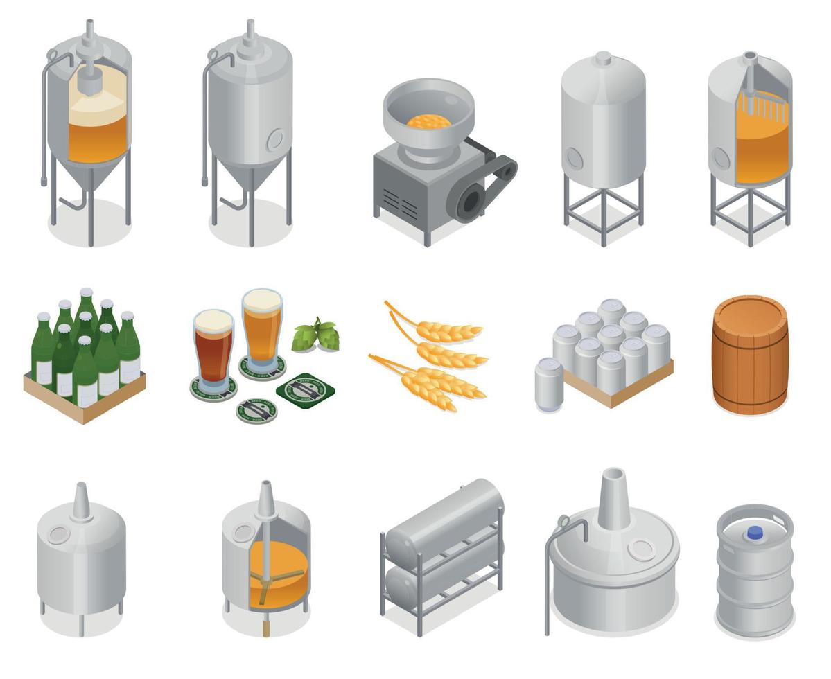 Cerveja Produção ícone conjunto vetor