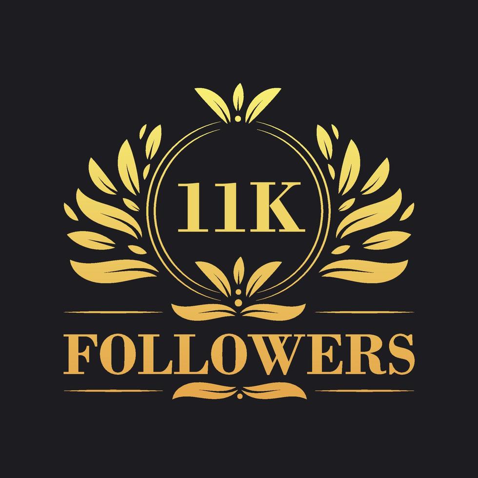 11k seguidores celebração Projeto. luxuoso 11k seguidores logotipo para social meios de comunicação seguidores vetor