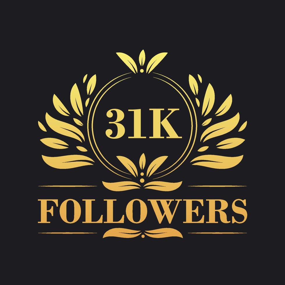 31k seguidores celebração Projeto. luxuoso 31k seguidores logotipo para social meios de comunicação seguidores vetor