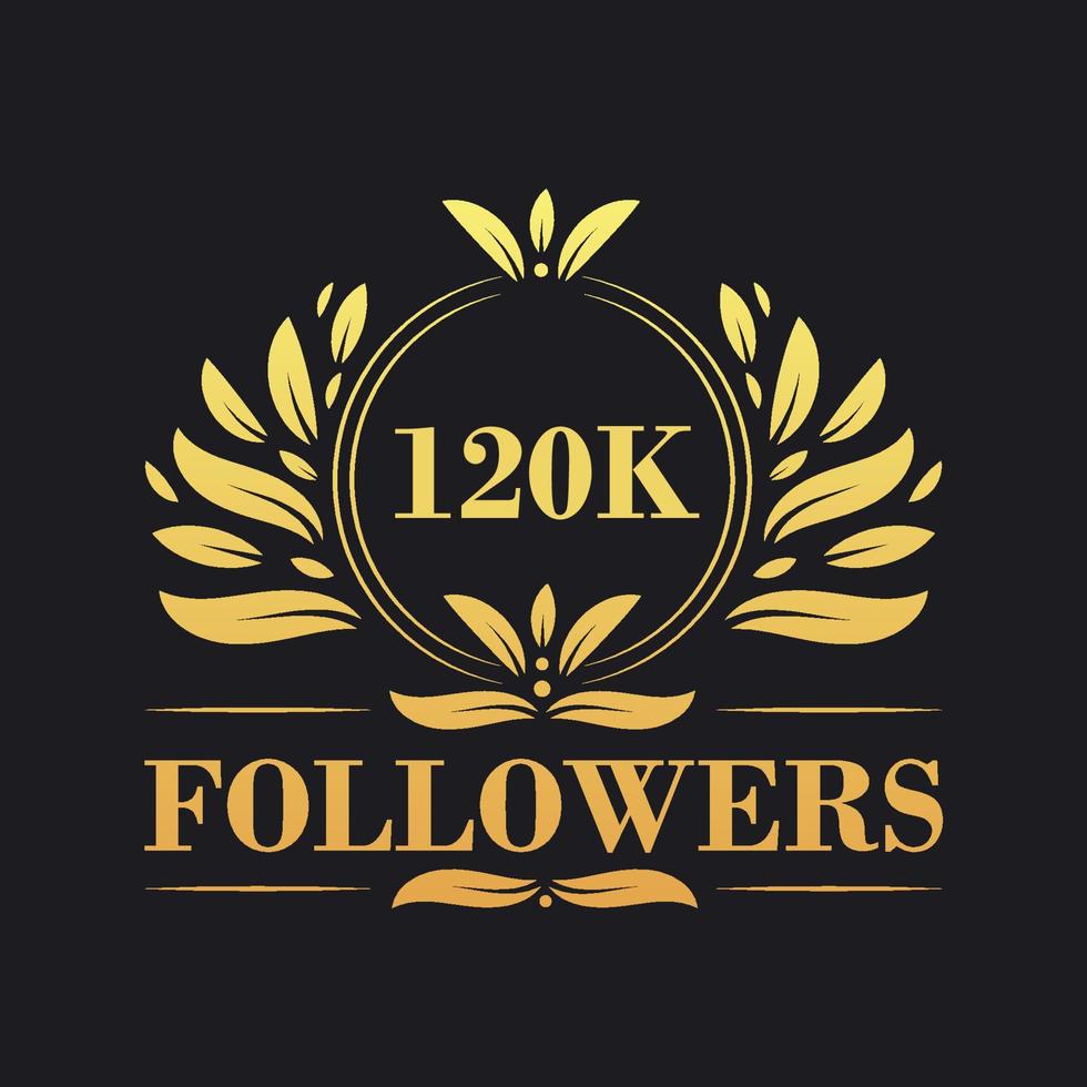 120k seguidores celebração Projeto. luxuoso 120k seguidores logotipo para social meios de comunicação seguidores vetor