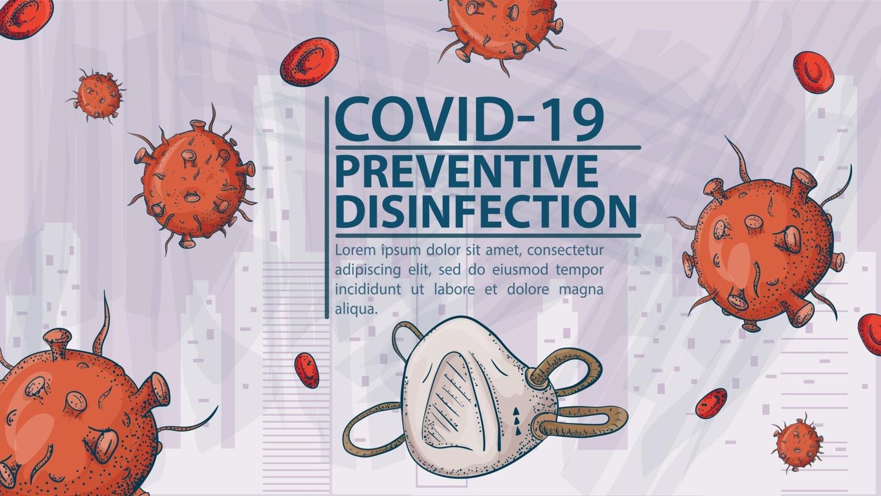 desenho de banner para prevenção de coronavírus covídeo vetor