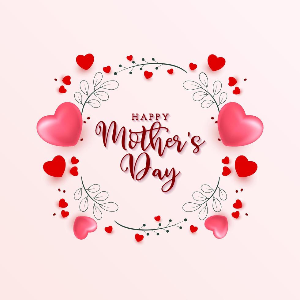 feliz mães dia fundo Projeto com floral e corações vetor