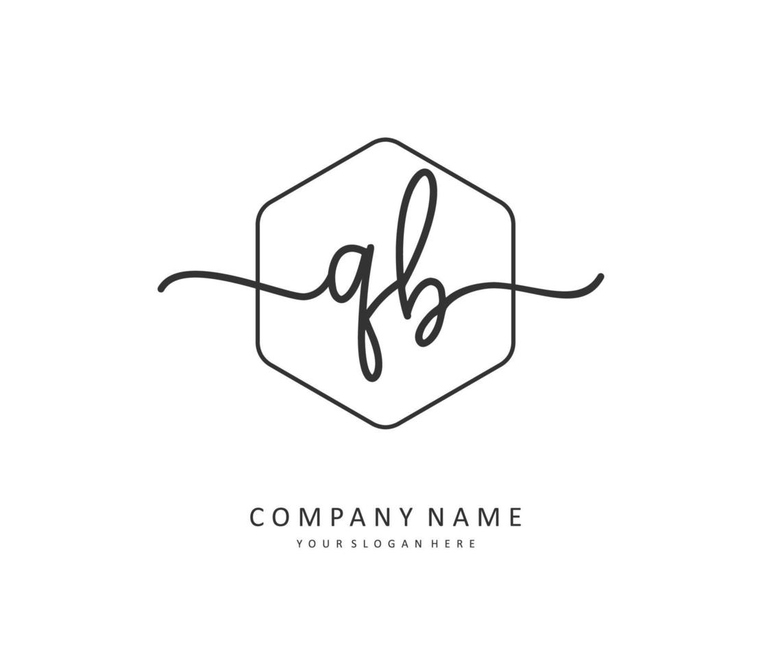 q b qb inicial carta caligrafia e assinatura logotipo. uma conceito caligrafia inicial logotipo com modelo elemento. vetor