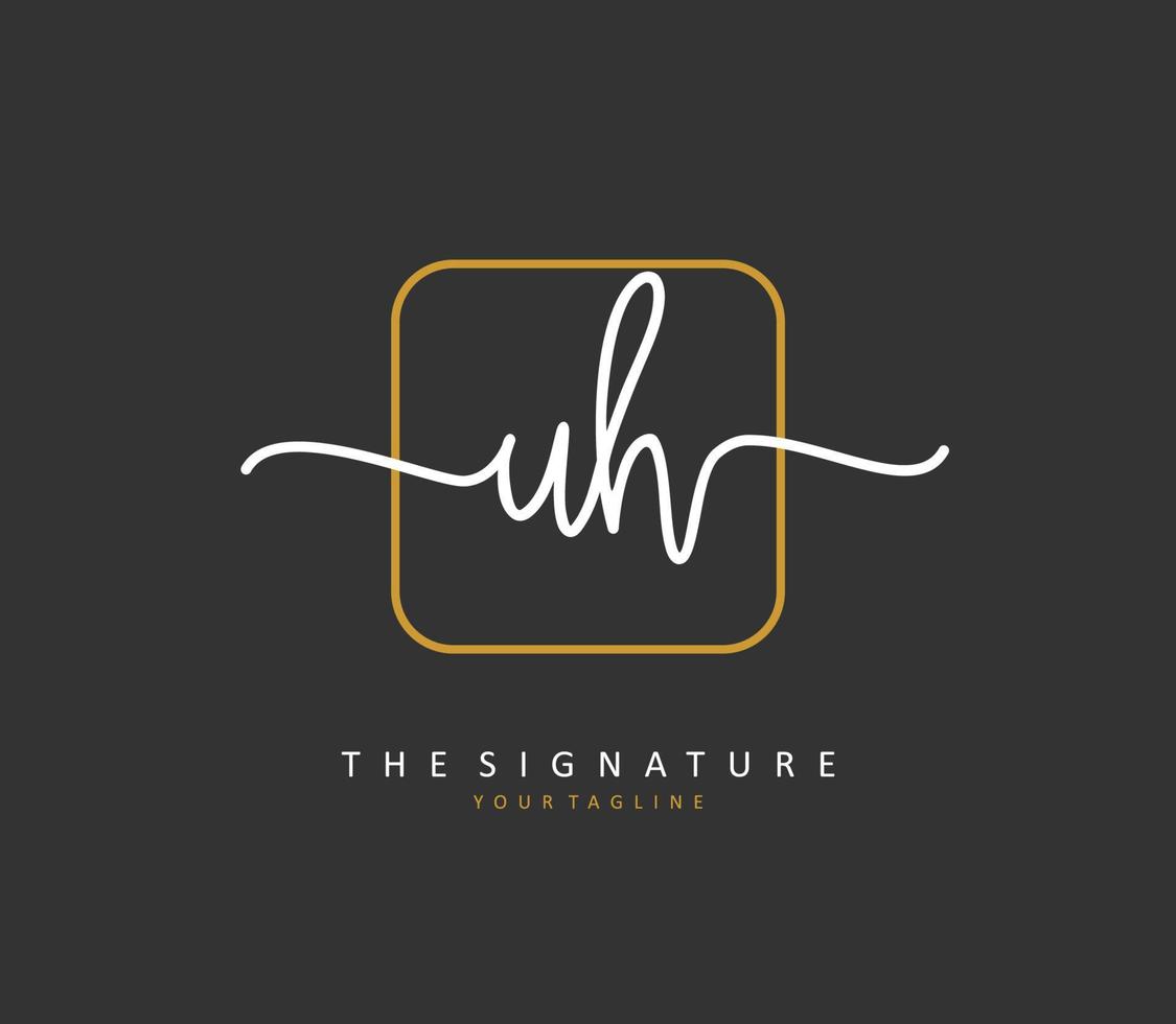 você h Uh inicial carta caligrafia e assinatura logotipo. uma conceito caligrafia inicial logotipo com modelo elemento. vetor