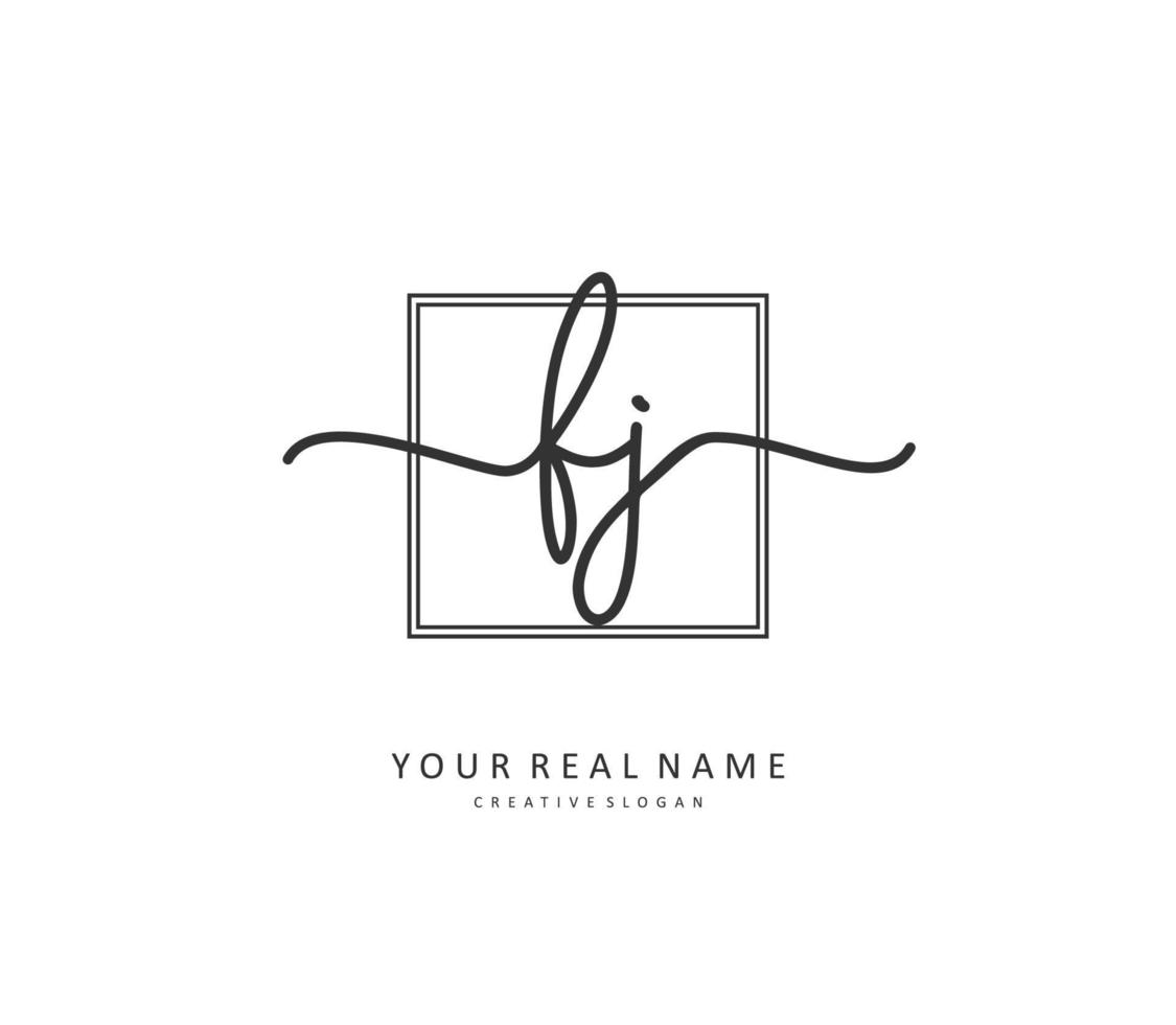 fj inicial carta caligrafia e assinatura logotipo. uma conceito caligrafia inicial logotipo com modelo elemento. vetor