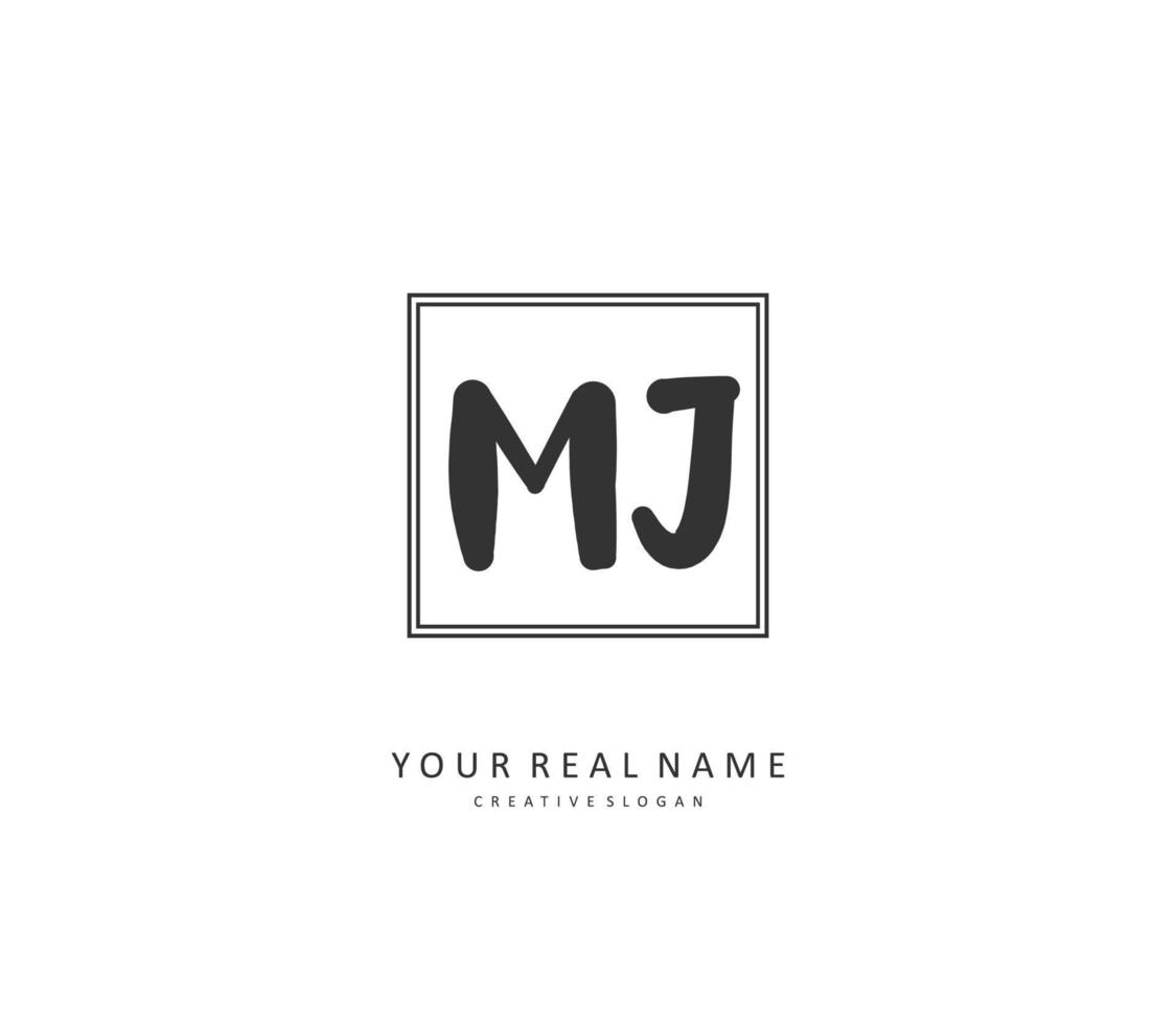 mj inicial carta caligrafia e assinatura logotipo. uma conceito caligrafia inicial logotipo com modelo elemento. vetor