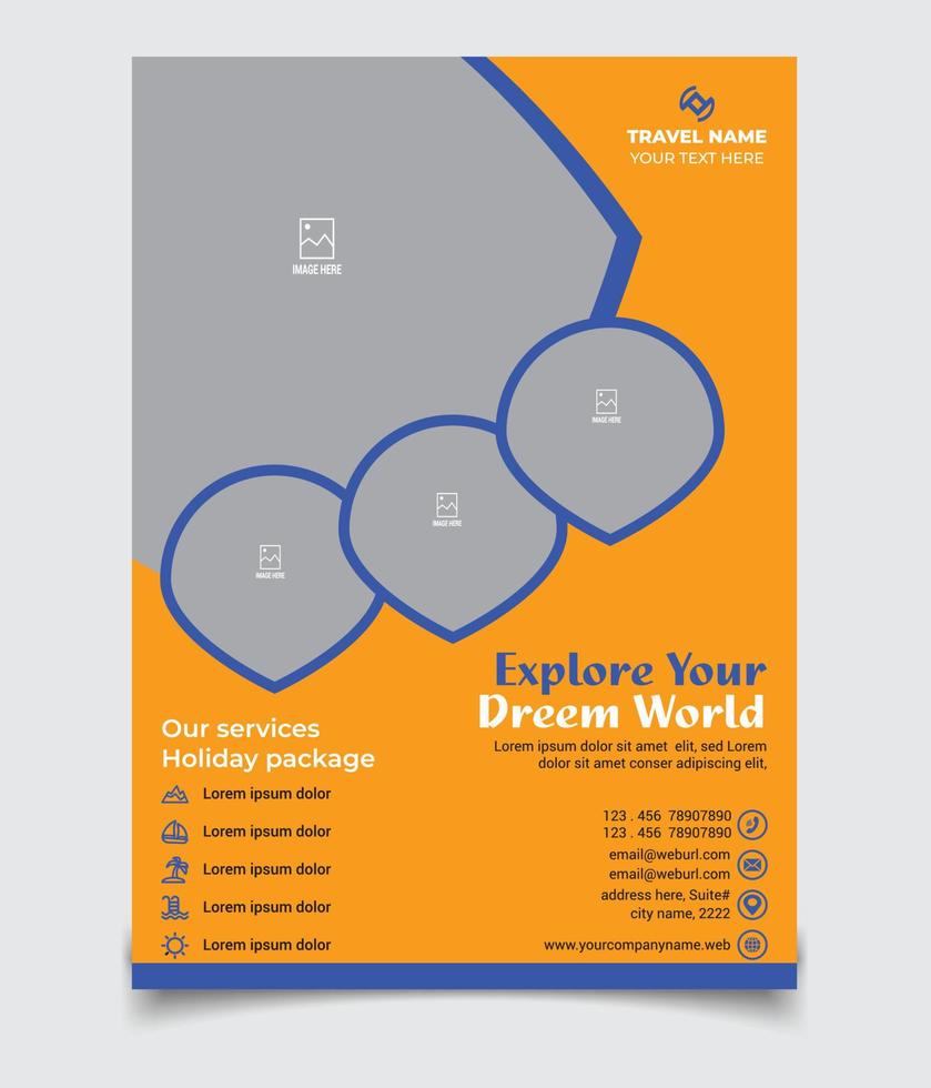 turismo ou viajando publicidade Serviços providenciar folheto modelo Projeto vetor, viagem agência folheto vetor