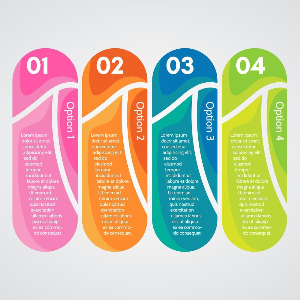 quatro elementos do design infográfico. modelo de design infográfico passo a passo. ilustração vetorial vetor