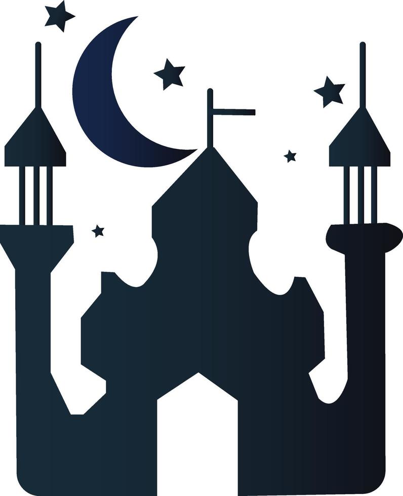 crescente lua mesquita islâmico ícone vetor