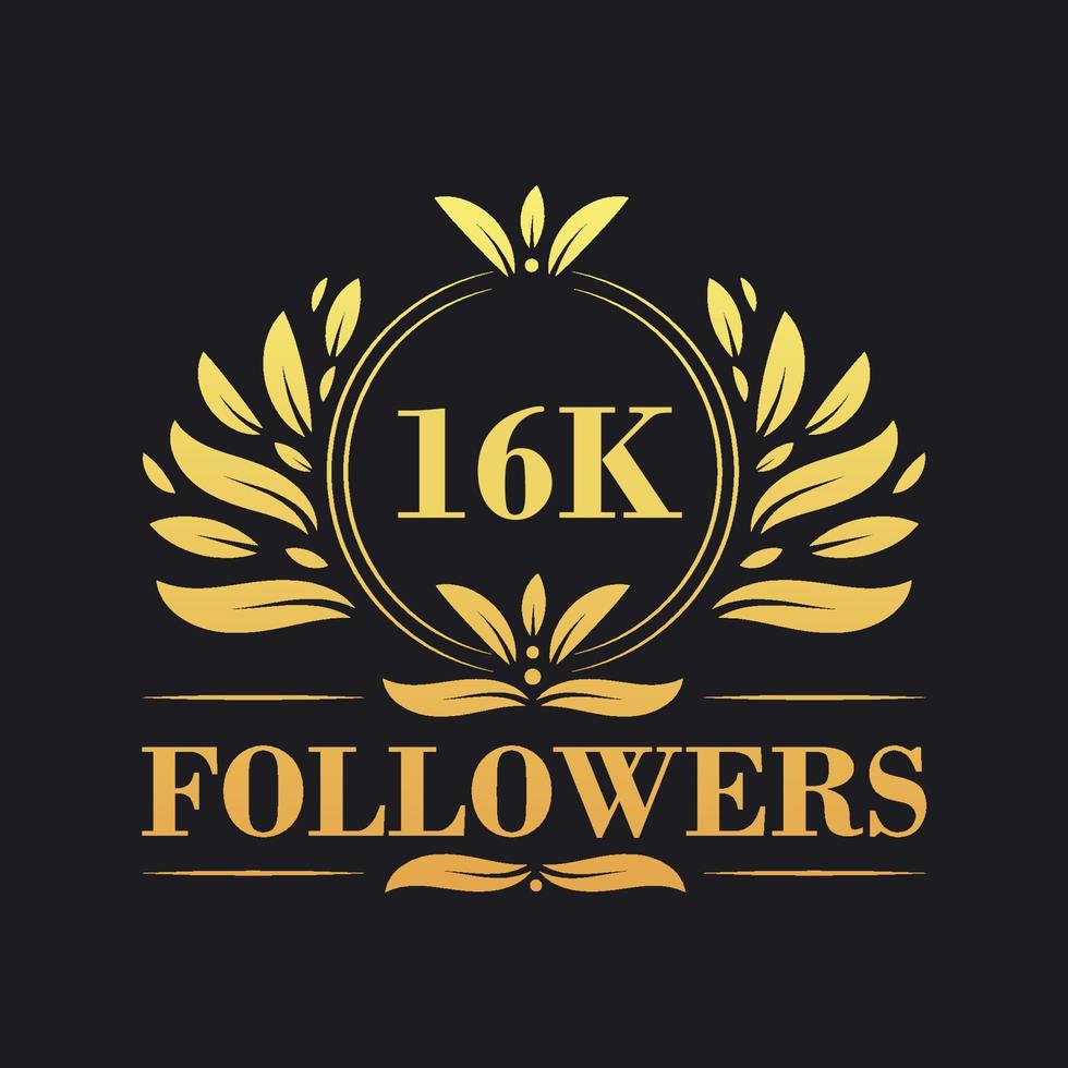 16k seguidores celebração Projeto. luxuoso 16k seguidores logotipo para social meios de comunicação seguidores vetor