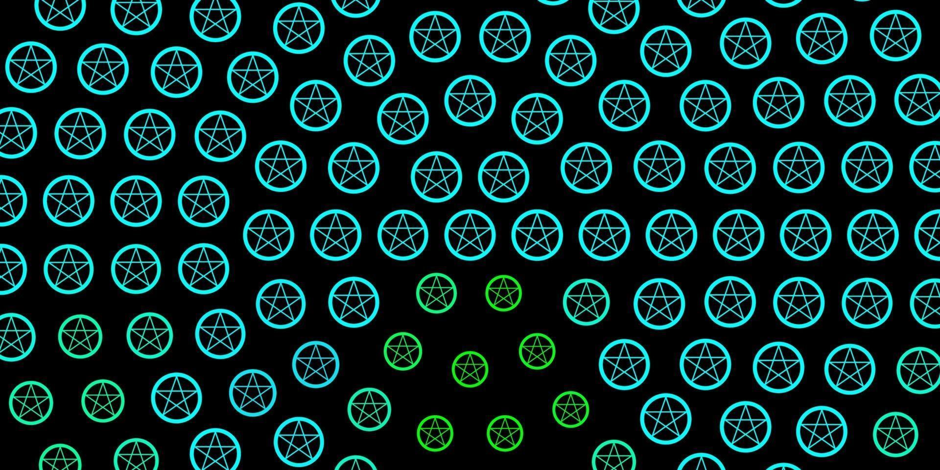 pano de fundo vector azul e verde escuro com símbolos de mistério.